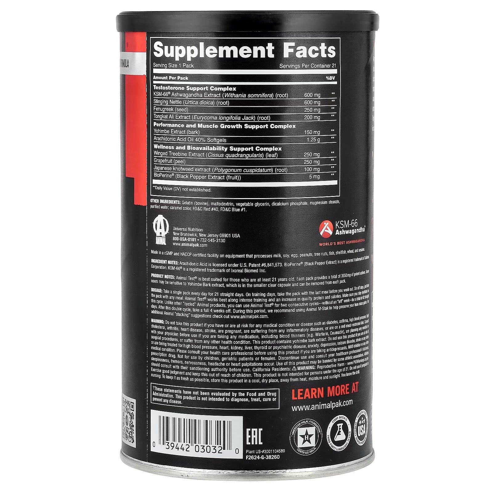 Animal Advanced Test - Testosterona Natural y Rendimiento Extremo - Suplemento Dietario