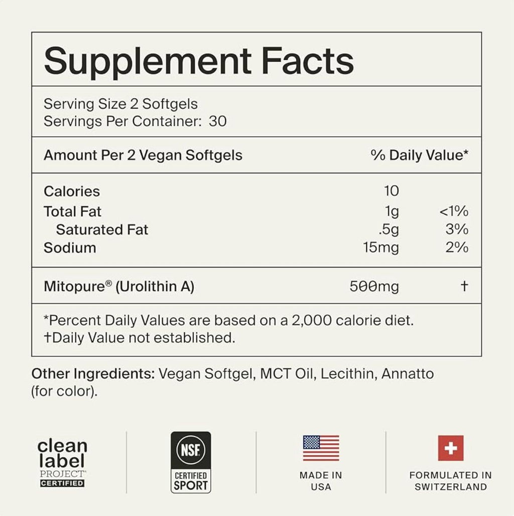 Time Line Mitopure 500mg (60 cápsulas) - Energía Celular Premium - Suplemento Dietario