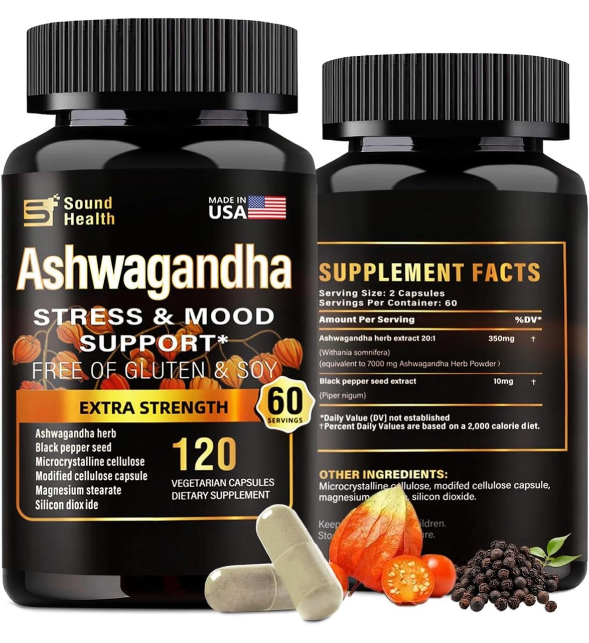 Ashwagandha Sound Health - Estrés, Energía y Equilibrio - Suplemento Dietario
