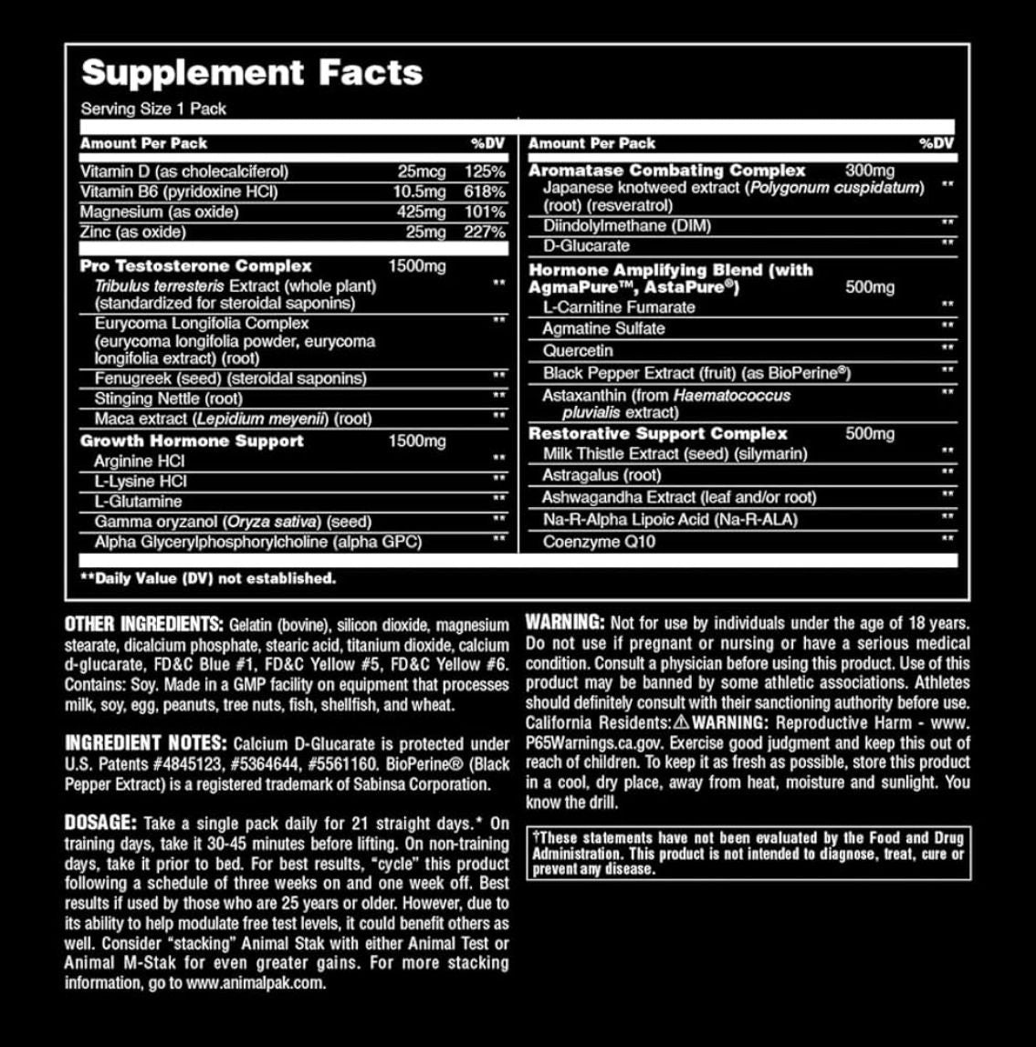 Animal Hormone Booster Stak - Suplemento Dietario